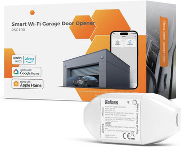 Refoss Abridor de Puertas de Garaje WiFi Inteligente para HomeKit, Apertura Puerta Garaje WiFi, Control Remoto y por Voz, Mando Puerta Garaje Universal Compatible con Alexa, Google Home
